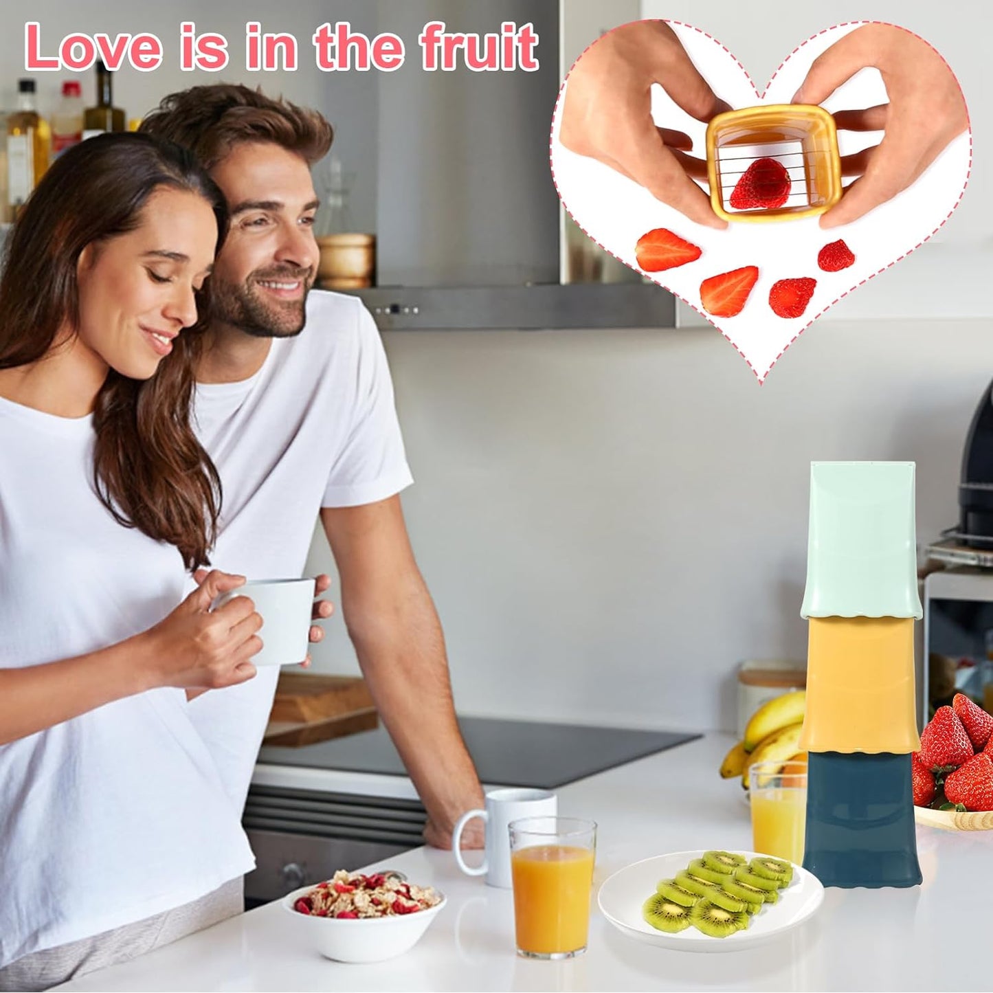 3 Pcs  Cup Slicer Stainless Steel Strawberry Slicer Banana Slicers Fruit Cutters Multifunctional Soft Fruits and Vegetable Slice Fresh Platter Making
