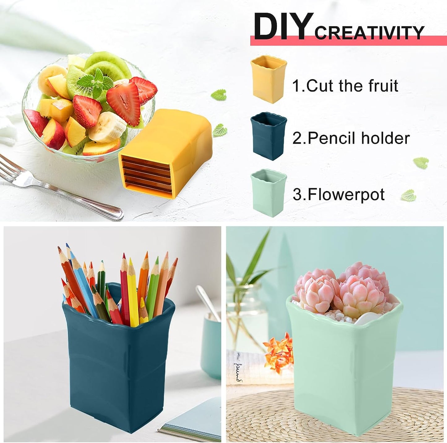 3 Pcs  Cup Slicer Stainless Steel Strawberry Slicer Banana Slicers Fruit Cutters Multifunctional Soft Fruits and Vegetable Slice Fresh Platter Making